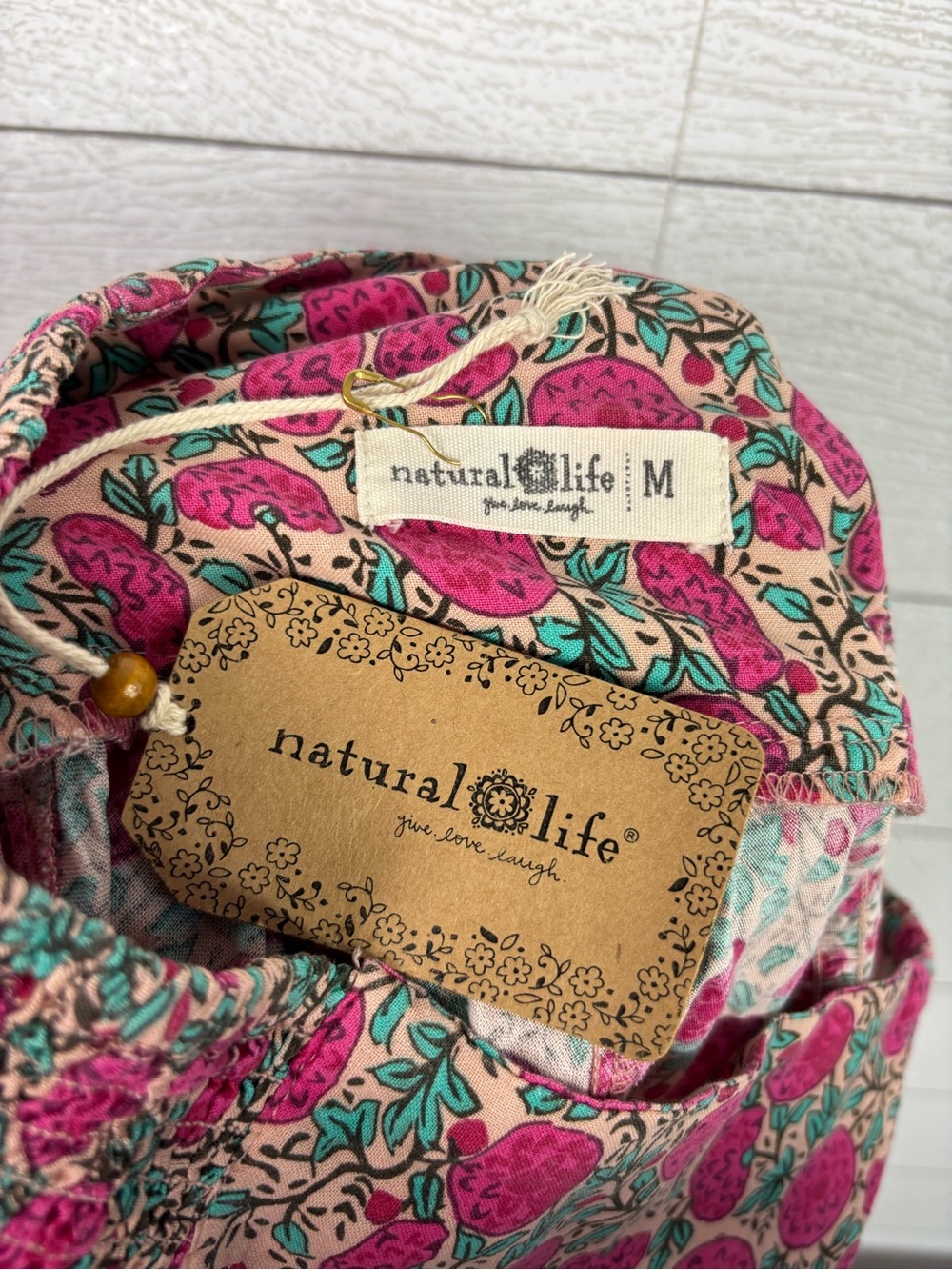 NWT Natural Life Pink Floral Berry Asymmetric Maxi Skirt Flowy Medium New - Picture 5 of 6